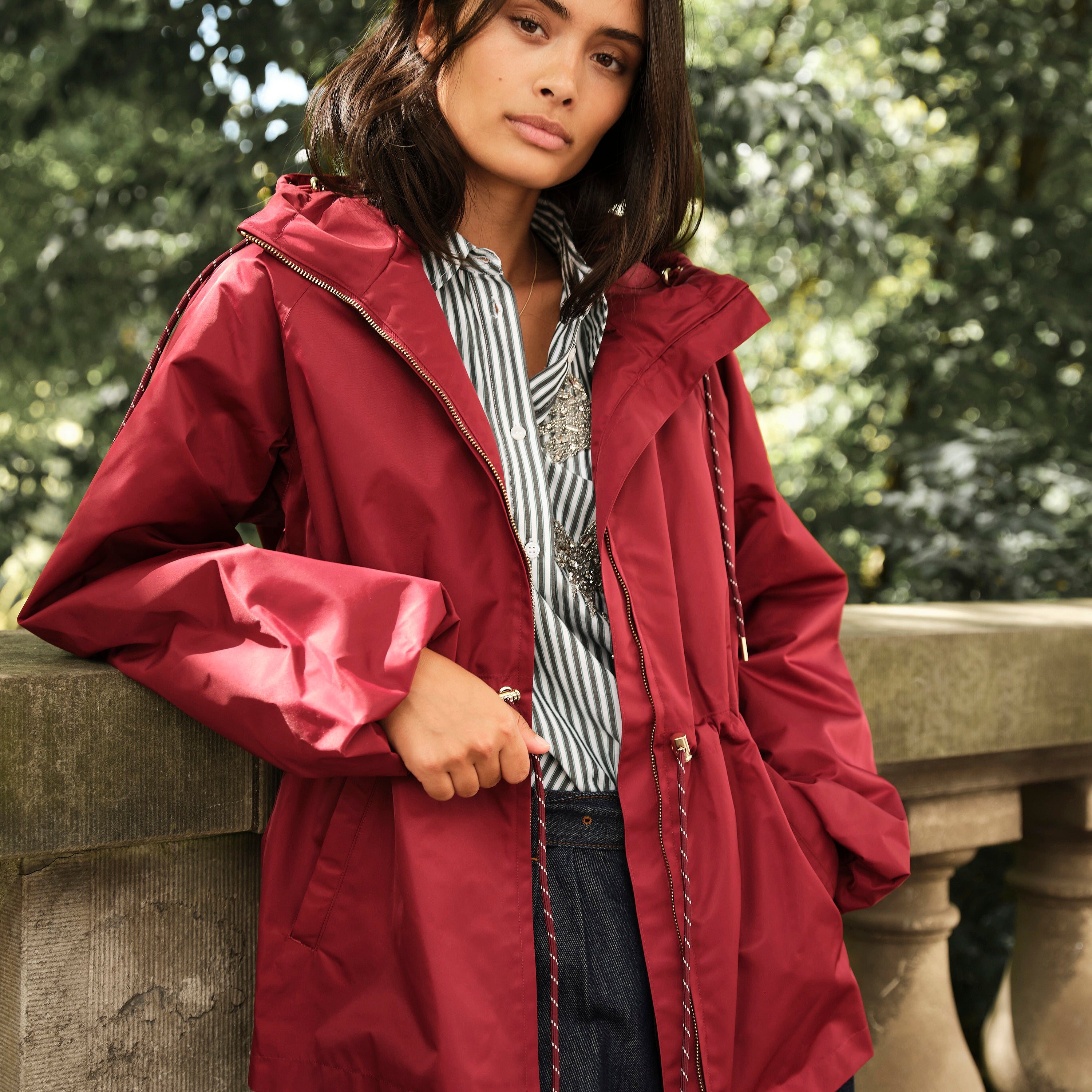 Midi | Burgundy | Raincoat for women